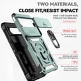 thumbnail image 2 of KOMI for Pixel 8 Pro Case, Google 8 Pro Case with Tempered Glass Screen Protector and Slide Camera Cover, Magnetic Ring Car Mount Holder Kickstand Protective Cases Cover for Google Pixel 8 Pro Green, 2 of 5