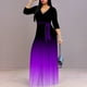 thumbnail image 5 of Vestido largo PinkPatty con cuello en V degradado y mangas 3/4 para mujer, 5 of 6