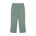thumbnail image 5 of Capri Pants for Women Elastic Waist Relaxed Fit Casual Soft Cotton Linen Pants with Pockets Summer Outdoor Athletic Hiking Mint Green L, 5 of 7