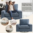 thumbnail image 6 of Fairyland Modern Swivel Sofa Chair for Living Room, Chenille 1 Seater Small Couch for Apartment, Blue, 6 of 7