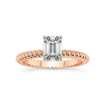 1 Carat IGI Certified Emerald Shape Lab Grown Diamond Engagement Ring | 14K Rose Gold |Sansa Solitaire Diamond Ring | FG-VS1-VS2 Quality Friendly Diamonds