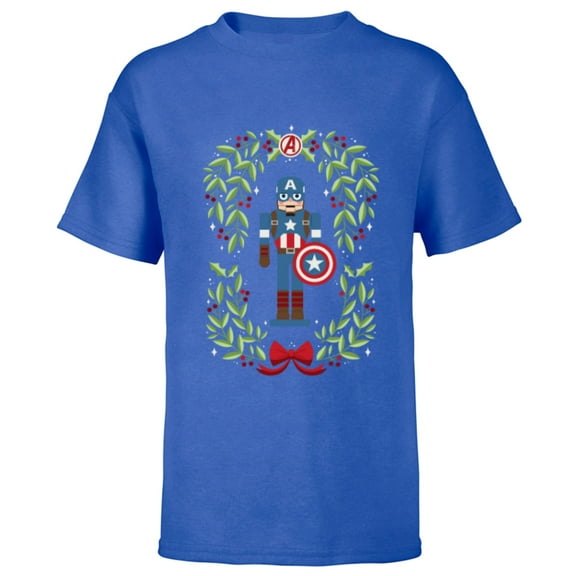 Marvel Holiday Christmas Avengers Captain America Nutcracker - Short Sleeve T-Shirt for Kids - Customized-Royal