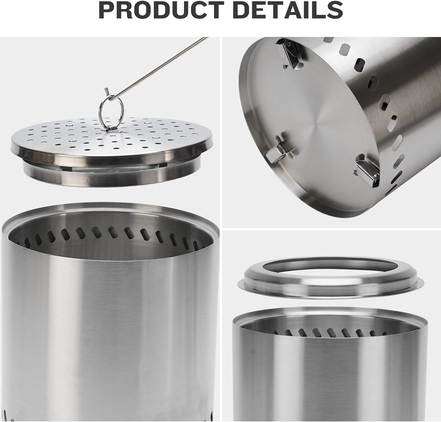 Camping stove Portable smoke-free barbecue stove, mini courtyard firewood stove, outdoor camping stove (Stainless Steel, 5.5 Inch)
