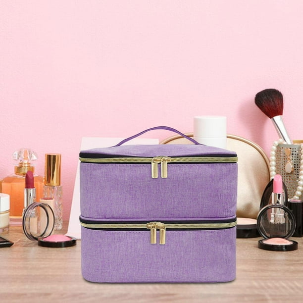 Organizador de esmaltes de uñas Estuche de transporte para esmaltes de uñas con capacidad para 30 frascos y una lámpara de uñas Transpirable con asa r