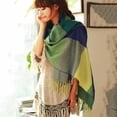 thumbnail image 3 of Opolski Warm Winter Women Long Scarf Color Blocking Plaid Warp Shawl Stole Accessory, 3 of 9