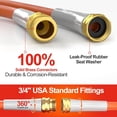 thumbnail image 2 of 75 ft Garden Hose 75ft Water Hose Heavy Duty 5/8 in. Flexible & Lightweight | 600 Burst PSI | 8 Function Nozzle | 3/4" Brass Fittings | Kink-less Hybrid Rubber Hose for Garden Yard Outdoor Watering, 2 of 6