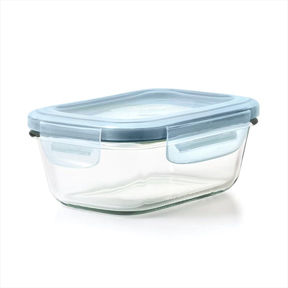 OXO Smart Seal 1.6-Cup Rectangle Glass Food Storage Container, Arctic Blue