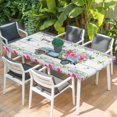 thumbnail image 2 of Spring Table Cloths for 3 Foot Rectangle Tables, Truck Botanical Floral Leaf Butterfly Wooden Grain Patio Waterproof Elastic Fitted Tablecloths, Washable Rectangular Table Cover for Camping, 2 of 8