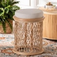 thumbnail image 5 of bali & pari Junius Bohemian Natural Rattan Ottoman Footstool, 5 of 7