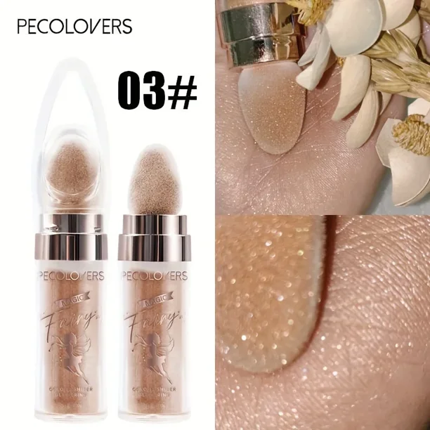 1 unidad de polvo de hadas brillante, resaltador suelto blanco, púrpura y azul, varita brillante para cara y cuerpo, maquillaje bronceador, iluminador cosmético