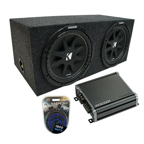 Universal Car Stereo Rearfire Sealed Dual 10 Kicker Comp C10 Sub Box CXA8001 Amp