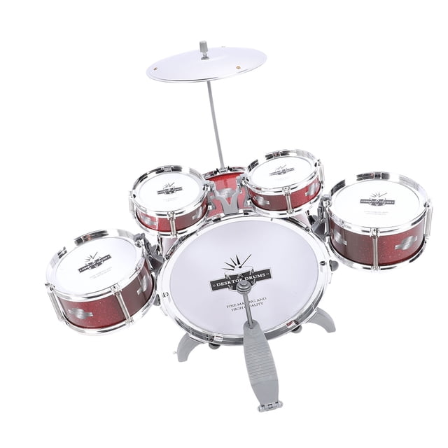Toddler Drum Set, Jazz Drum Set 5 Drums Educational Exquisite Percussion Musical Instruments for Children