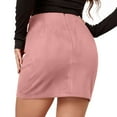 thumbnail image 3 of JGNGSHN Women Faux Suede Skirts Bodycon Ruched Tulip Ruched Fall Short Mini Skirt Casual Fashion Skirts with Zip Up, 3 of 5