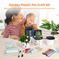 thumbnail image 2 of Garden Plastic Pot Craft Kit, 48 Sets Spring Flower Pot Crafts, Including Plant Labels, Stickers, Growth Charts, Watercolor Pens, and Markers, Make Your Own DIY Planting Growing Tools, 2 of 5