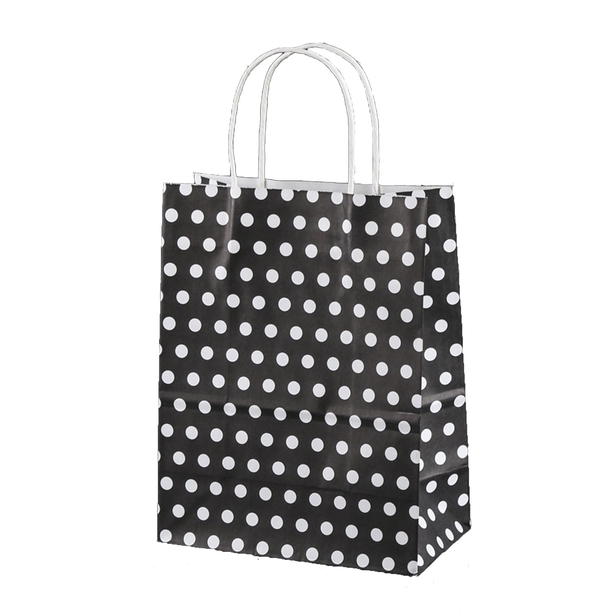 2 polka dot on black cardboard gift bags. ref:1179