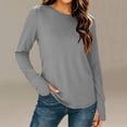 thumbnail image 2 of gbyLJF Women's Basic Long Sleeve T Shirts Round Neck Base Layer Tops Thumbhole Fall Thermal Undershirts, 2 of 8