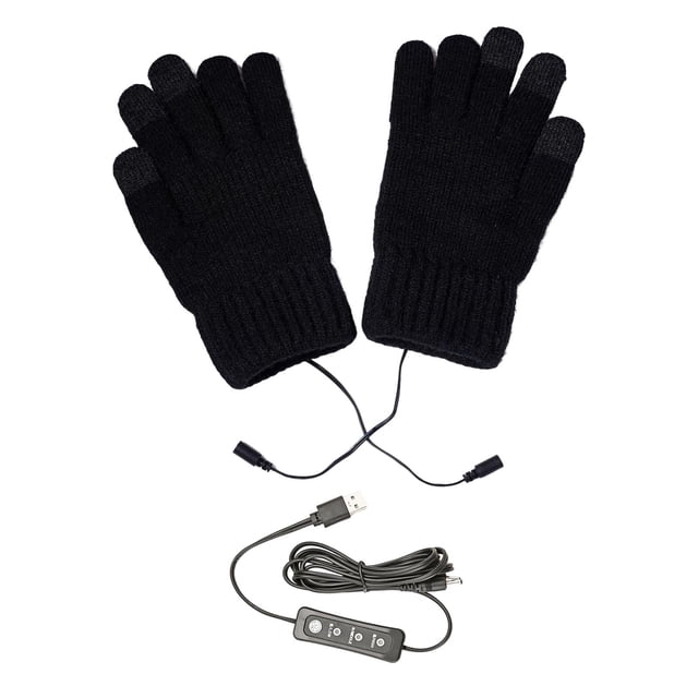 Guantes térmicos eléctricos de punto para invierno para mujeres y hombres, guantes térmicos con calefacción para pantalla táctil, guantes para ordenador portátil para escribir, Negro Colco Guantes calefactables