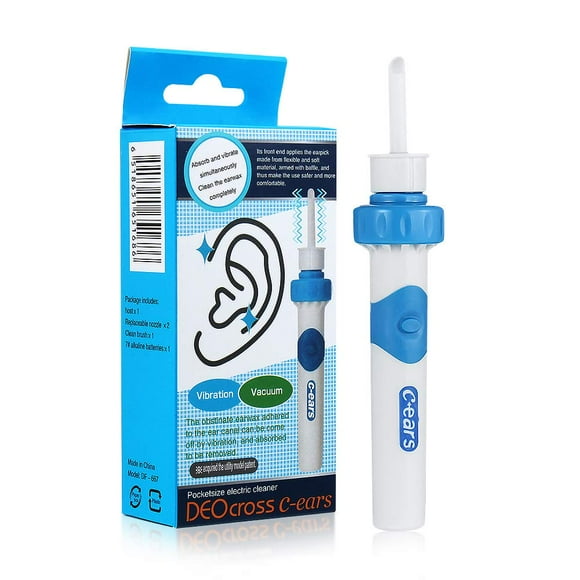 Ear Cleaner, Ear Wax Cleaner, Ear Wax Remover, Portable Electric Ear Cleaner with 2 Soft Silicone Heads, Ear Wax Removal Tool Kit for Babies and Adults