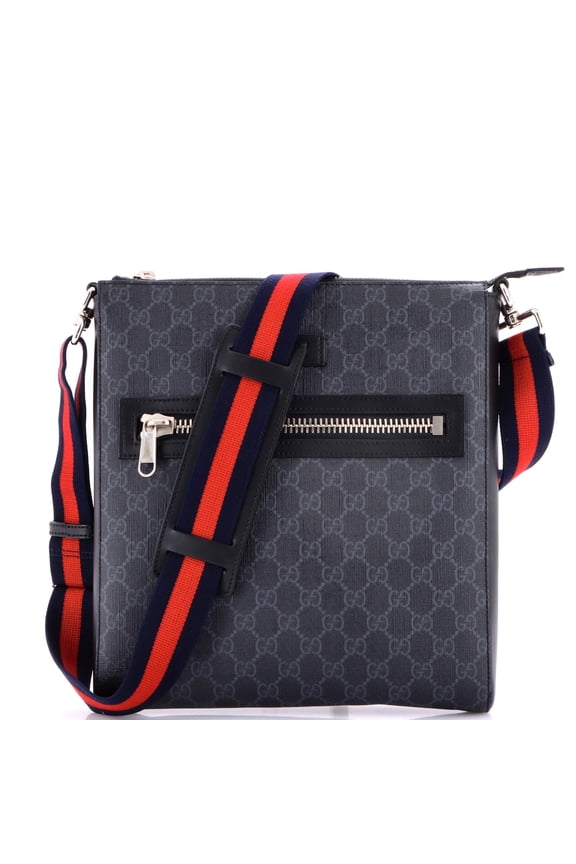 Pre-Owned Web Strap Front Zip Messenger Bag GG Coated Canvas Medium By Rebag
