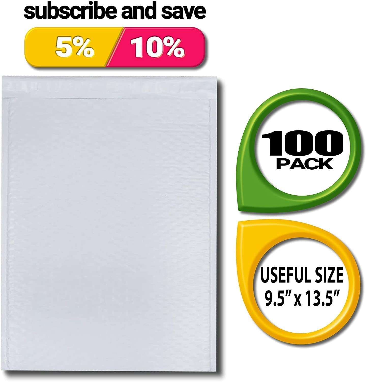Poly Bubble Mailers Padded 12.5 x 18; White Padded Envelopes Waterproof 50 Pack; Peel and Seal Bubble Envelopes; Self Seal Padded Mailers for Shipping; Packing; and Mailing