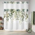 thumbnail image 6 of No Hook Shower Curtain, Sage Green Eucalyptus Leaves Shower Curtains for Bathroom with See Through Top Window, Spring Botanical Floral Waterproof & Washable Bath Curtain 66"x72", 6 of 9