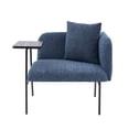 thumbnail image 5 of Upholstered Accent Lounge Chair with Small Table and Back Pillow, Modern Single Sofa Armchair with Metal Frame and Side Pockets, Navy Reading Seating for Bedroom Home Office, 5 of 11