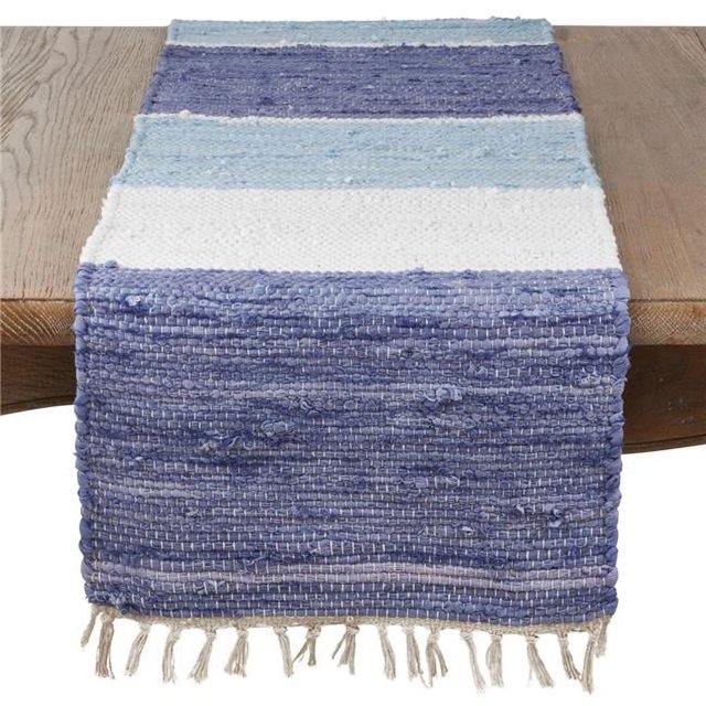 SARO 4867.M1672B 16 x 72 in. Rectangular Tasseled Design Chindi Table Runner - Multi Color