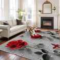 thumbnail image 2 of Large Area Rugs for Living Room Bedroom, Red Roses 6'x9' Rug Washable Carpet Runner Indoor Outdoor, Valentine's Day Butterflies Floral Romantic Gray Non Slip Floor Mats Rug for Kitchen, Playroom, 2 of 8