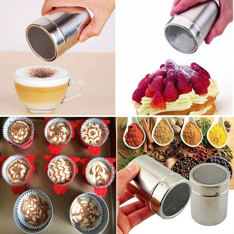 Stainless Chocolate Shaker Cocoa Sugar Powder Coffee Sifter 16Pcs Coffee  Stencils decoration Kitchen Accessories Barista Tools