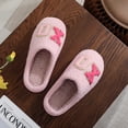 thumbnail image 3 of ZELAND Women's Pink XOXO Glitter Letter Plush Winter House Slippers - Cozy Valentine's Day Indoor Mules, 3 of 5