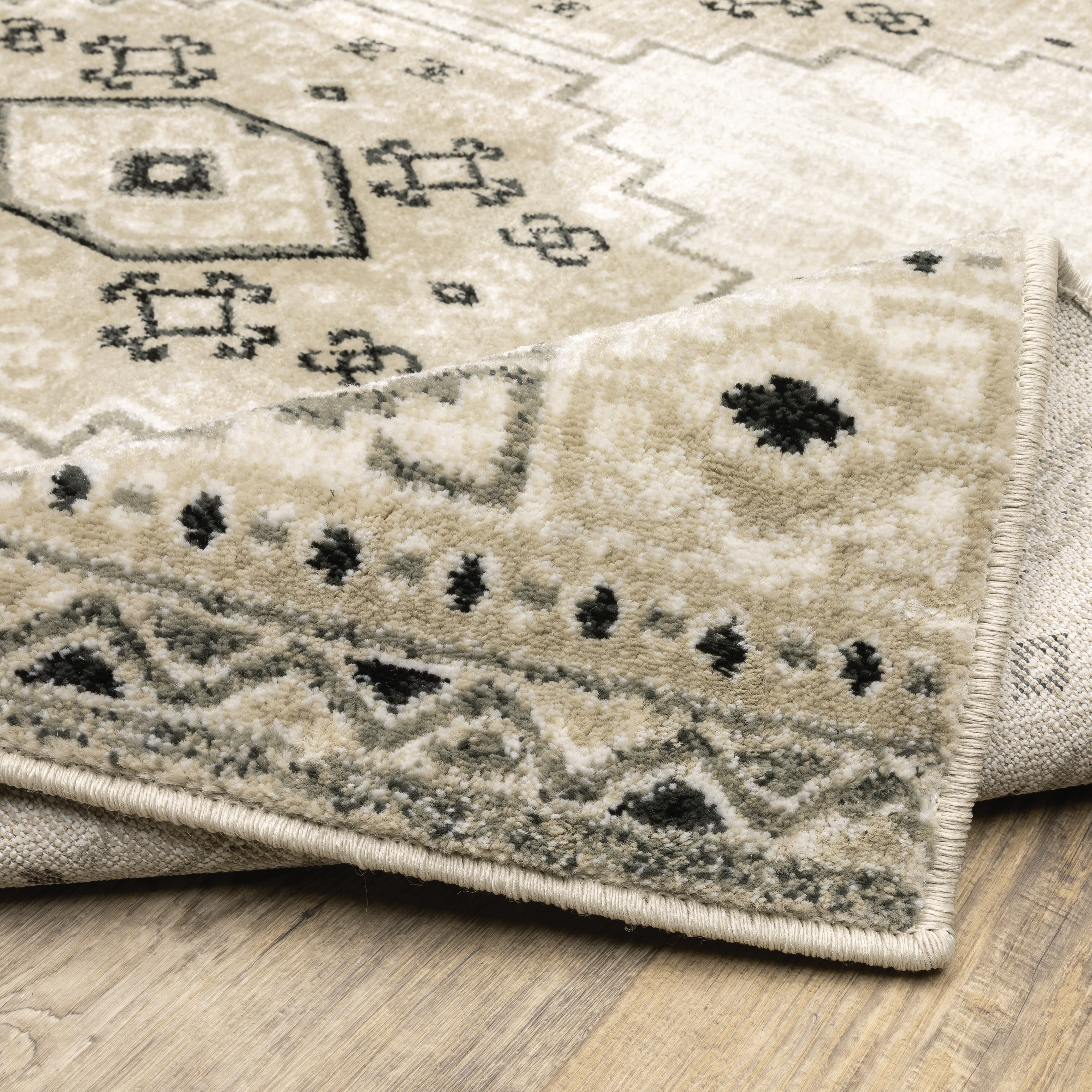 Avalon Home Gracie Tribal Medallions Area Rug, 6'7" X 9'2", Ivory/ Gray