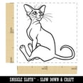 thumbnail image 2 of Enthusiastic Oriental Shorthair Cat Self-Inking Rubber Stamp Ink Stamper - Pink Ink - Small 1 Inch, 2 of 7