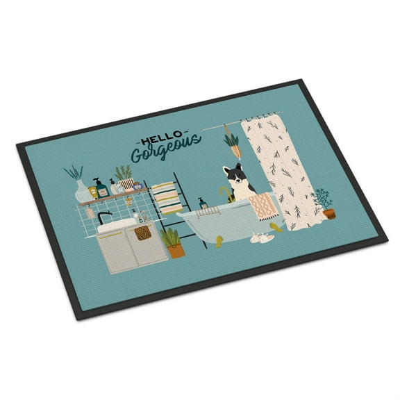 Russo-European Laika Spitz in Bathtub Indoor or Outdoor Mat 18x27 CK7451MAT