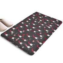 Dark Gray Christmas Gnome Pattern Flannel Non Slip Door Rugs,Washable Door Mats Indoor,Decorative Door Mats,Dirt-Resistant and Absorbent Doormat for Entrance,Bedroom,Kitchen,Bathroom,23.5"x16"