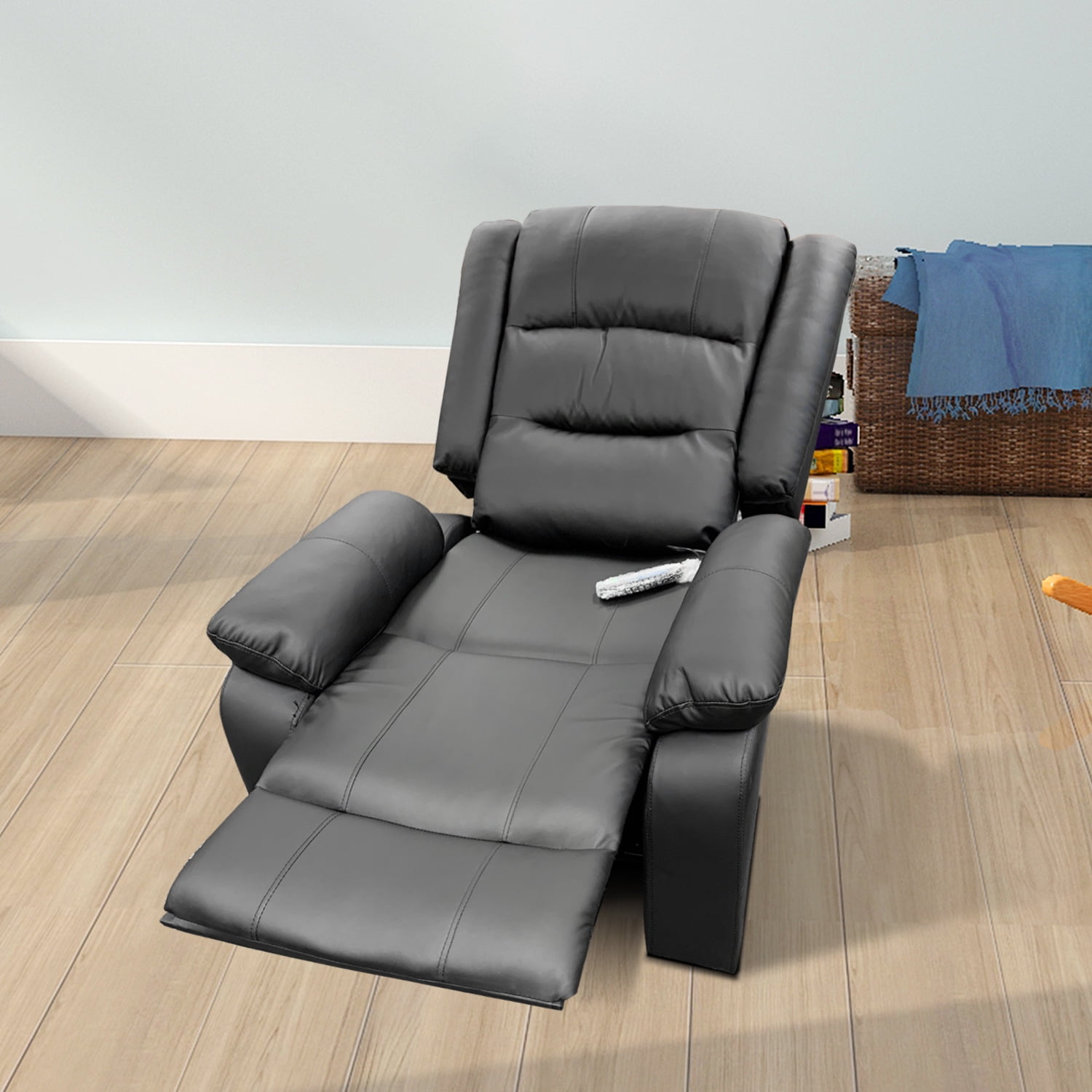 Kepooman Rocking Chair Push Back Recliner Recliner Chair Swivel Ergonomic Lounge Chair Classic Single Sofa Living Room Chair Home Theater Seat, Black Kepooman Rocking Chair Push Back Recliner Recliner Chair Swivel Ergonomic Lounge Chair Classic Single Sofa Living Room Chair Home Theater Seat, Black