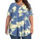 thumbnail image 2 of Tamaño Más Manga Corta Tops para las Mujeres Impreso Manga Corta Sólida Redonda Cuello Plegado Blusa, Poliéster Más Tamaño Superior, Lavado a Mano, 2 of 6