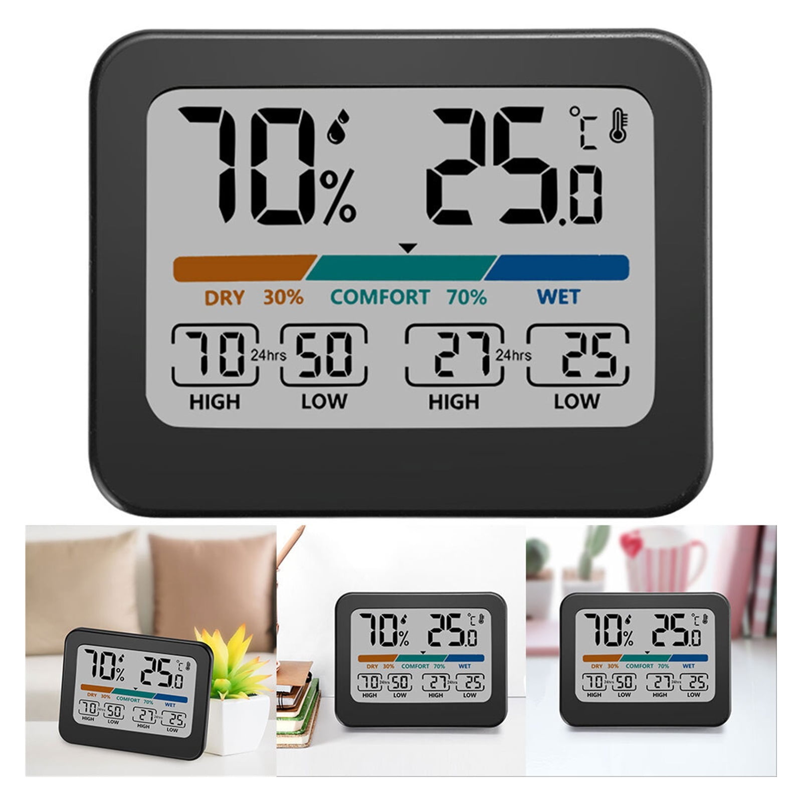 2PCS Digital Temperature Humidity Meter Room Thermometer Max Min Records for Home Office Bedroom ,Simple Operation