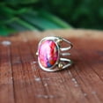 thumbnail image 3 of Pink Mohave Copper Turquoise Ring, 925 Sterling Silver, Statement Ring, Handmade Boho Jewelry, Dainty Ring, Wire Band Ring, Women's Ring***, 3 of 5