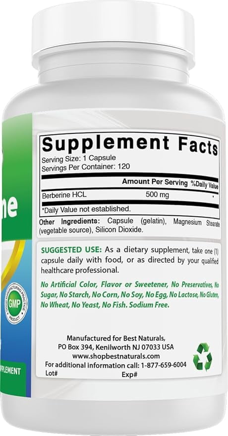 Best Naturals Berberine 500mg 120 Capsules | Supports Immune Function, Cardiovascular & Gastrointestinal Function