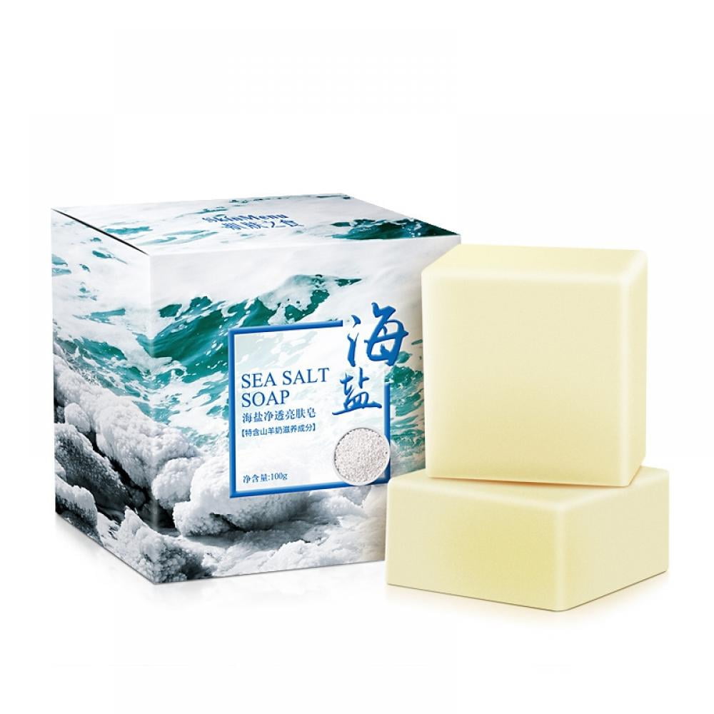 3.5 oz Handmade Sea Salt Soap for Face Dry and Natural Oily Skin, Pimple Pores Removal Acne Treatment Moisturizing Face Care With Soap Bag