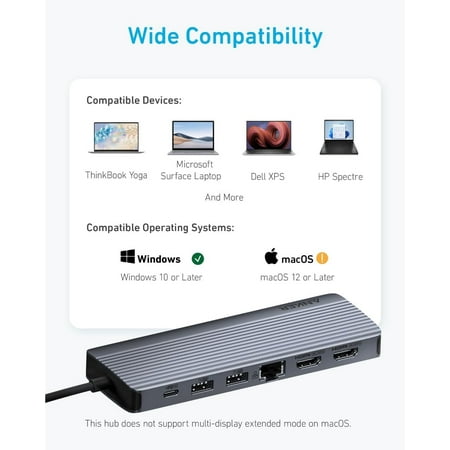 Anker USB-C Hub (14-in-1, Triple Display) - Gray