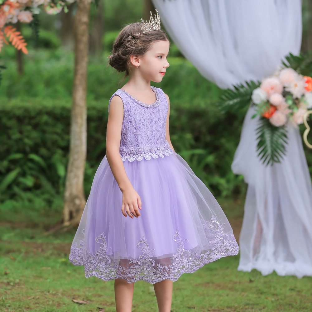 UK Flower Girl Dress Princess Formal Party Ball Gown Wedding Bridesmaid Age  4-14