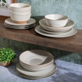 thumbnail image 5 of Gibson Elite 16 Piece Dreamweaver Double Bowl Terracotta Reactive Dinnerware Set - Sand Cream Service For 4 (16Pcs), 5 of 5