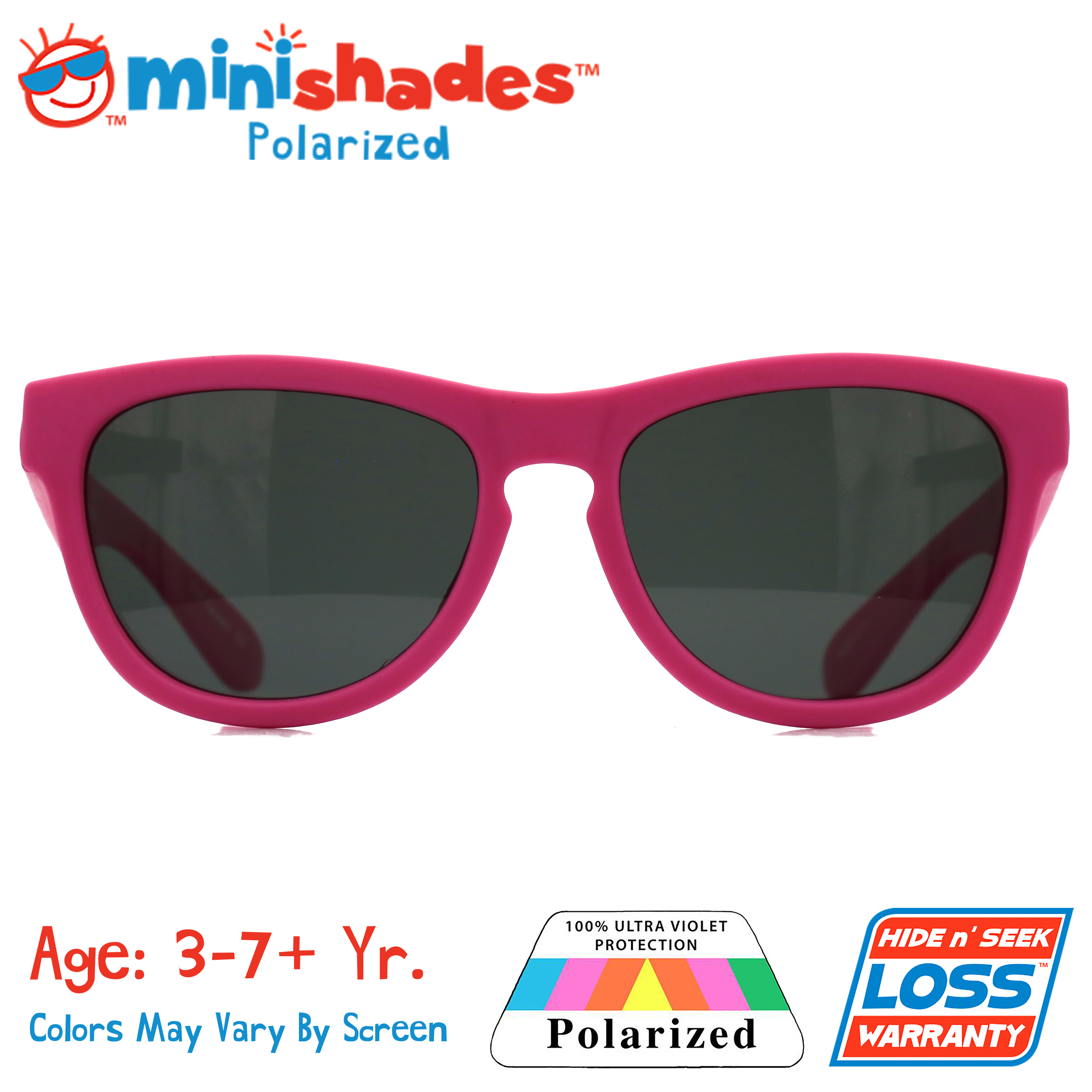 Minishades Polarized: Flexible Kids Sunglasses - Hot Pink |UVA/UVB| Hide n' Seek Replacement | Age: 3-7+Yr. - image 2 of 4