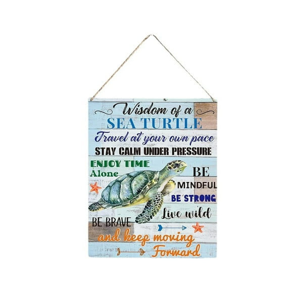 Turtle Framed Painting Wooden Painting Sea Wall Art Picture Modern Living Room Bedroom Bathroom Home Office Hanging Decoration Pendant Wooden Wall Art Pendant