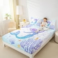 thumbnail image 4 of Castle Fairy Children Teens Marine Mermaid Princess Twin Sheet Sets 3pcs,Bling Gradient Glitter Twin Fitted Sheet Microfiber,Sea Underwater World Breathable Flat Sheet,Ultra Soft Home Decor, 4 of 7