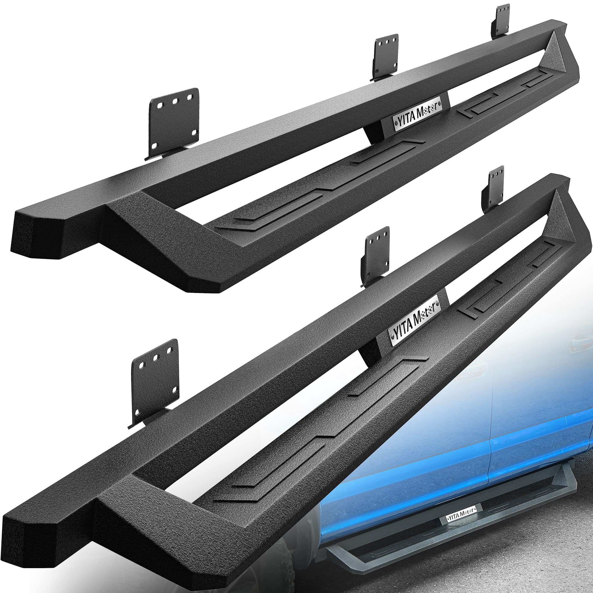 RVNI Running Board for 2019-2023 2024 2025 Dodge Ram 1500 Crew Cab Drop Off-Road Side Step Nerf Bar Black Carbon Steel