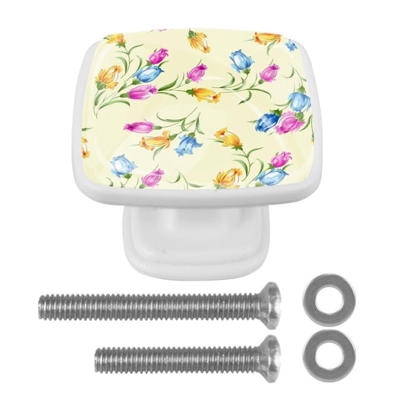 4 Pieces Set Drawer Pulls Handle Square Wardrobe Cabinet Knobs with Stainless Steel Screws Furniture Kitchen Decor