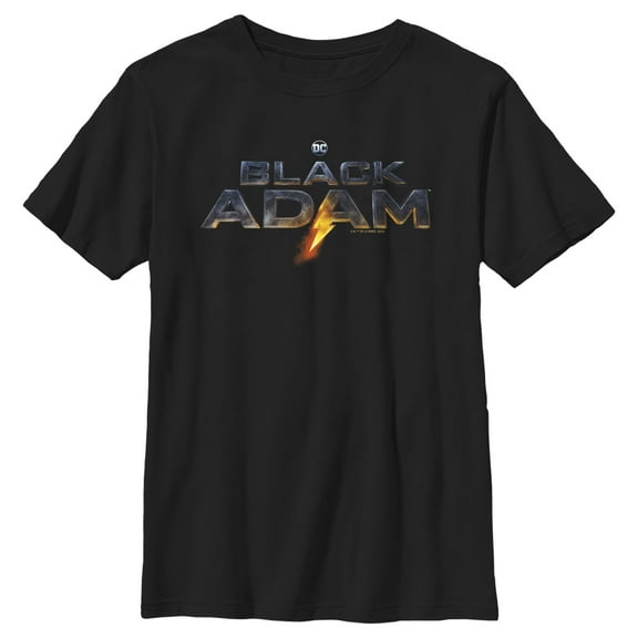 Boy's Black Adam Lightening Logo  Graphic Tee Black Small
