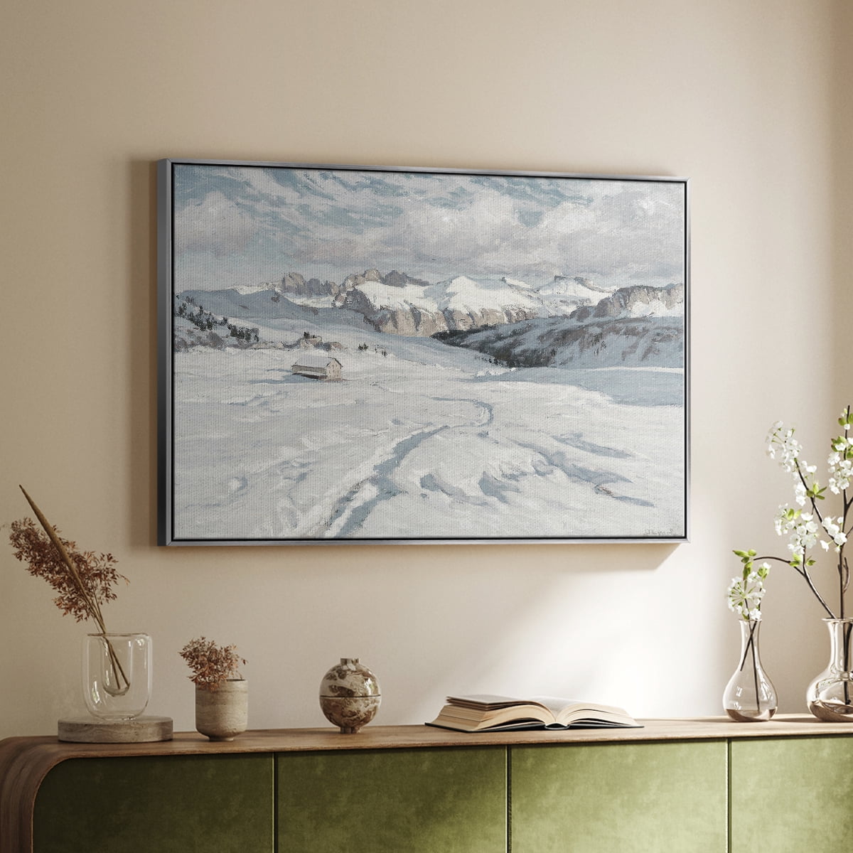 Vintage Landscape-CCLXVIII By Wexford Home Framed in Silver Wood Gallery Wrapped Canvas 25 in. x 37 in.